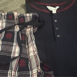 Cozy Black Henley Pajama Top and matching long pants set.